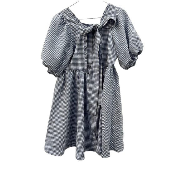Sister Jane Pebble Gingham Mini Dress in Blue/White Sz 16 - Picture 14 of 15